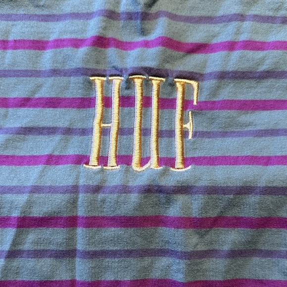 HUF Purple and Blue Striped Tee - Picture 2 of 5